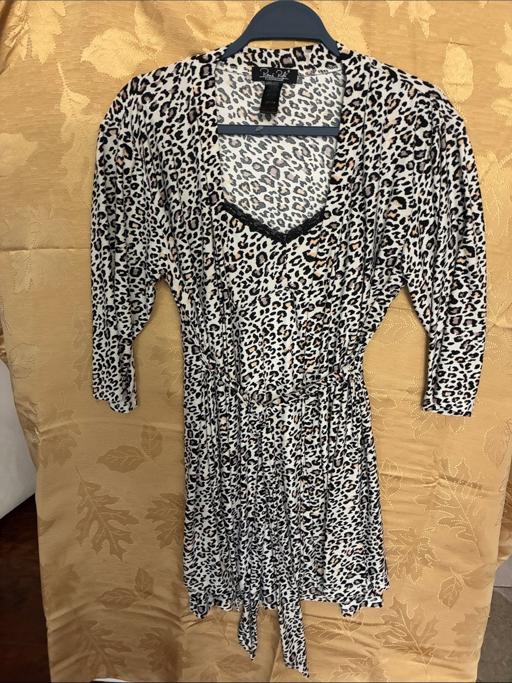Rene Rofe Leopard Print Long Sleeve Dress - Black & Cream with Brown Accents